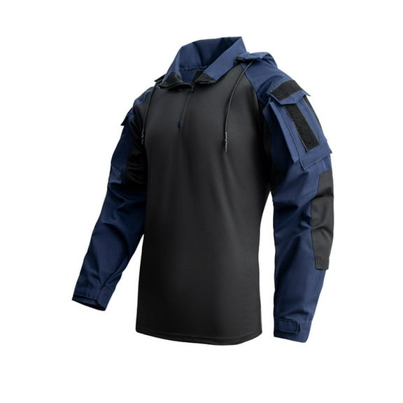 Handshe Men's Solid Color Outdoor Tactical Training Long - Sleeved Stand - Up Collar Sports Top T - shirt