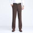 thumbnail image 1 of Handshe Men's Solid Color Pants with Button Zipper Design Straight High Waist Pocket Casual Classic Comfort Trousers,Plus Size, 1 of 5