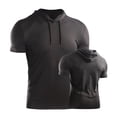 thumbnail image 1 of Handshe Men's Solid Color Short Sleeve Hooded Sports T-Shirt for Fitness Training and Everyday Wear, 1 of 6