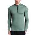 thumbnail image 1 of Handshe Men's Solid Color Sport Dry-Fit Half-Zip Long Sleeve Shirt with Stand Collar, Quick-Dry Athletic Top for Men, Workout Hiking Running Performance Apparel, 1 of 6