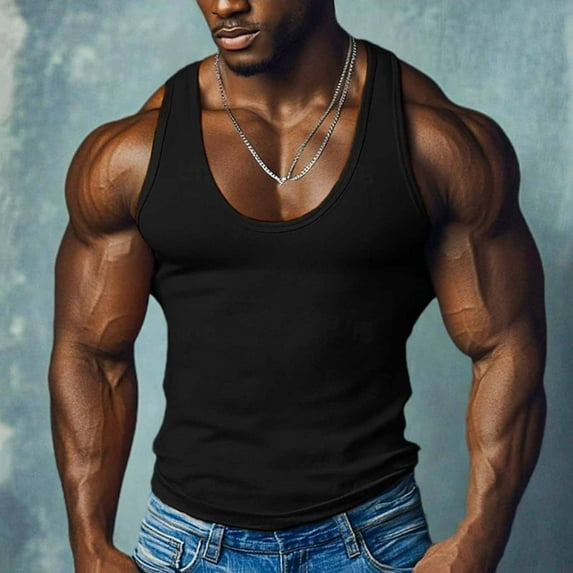 Handshe Men's Solid Color Workout Tank Top, Lightweight Summer Casual for Fitness, Running and Training, Breathable Gym Apparel for Daily Wear