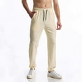 thumbnail image 1 of Handshe Men's Solid Ribbed Casual Pants with Elastic Waist, Relaxed Straight-Leg Fit for Everyday Wear, 1 of 6
