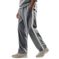 thumbnail image 1 of Handshe Men's Sporty Casual Straight-Leg Sweatpants with Striped Panel, Drawstring Closure, Elastic Waist and Pockets,Plus Size, 1 of 8
