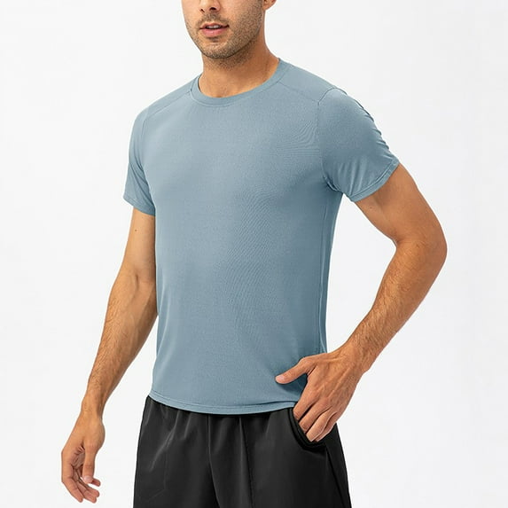 Handshe Men's Spring Loose Running Sweat - Absorbing Breathable Fitness Short - Sleeve Top