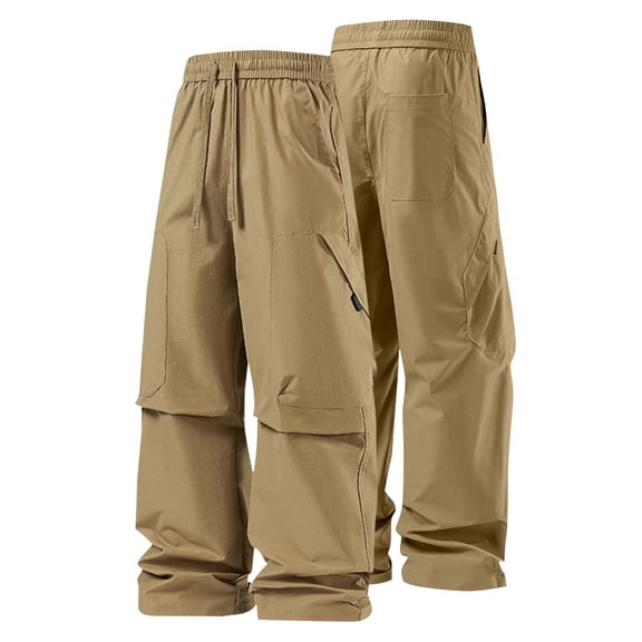 Handshe Men's Straight-Leg Outdoor Cargo Pants with Multiple Pockets for Casual Activities,Plus Size