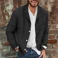thumbnail image 1 of Handshe Men's Stylish Cotton - Linen - Like Solid Long - Sleeve Turndown Collar Casual Blazer, 1 of 6