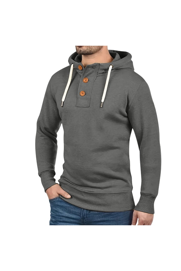 Men's Stylish Hooded Button - Up Pullover Sports Casual Jacket