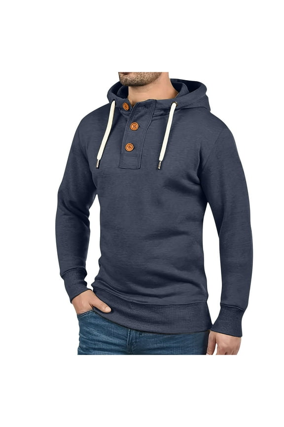 Men's Stylish Hooded Button - Up Pullover Sports Casual Jacket