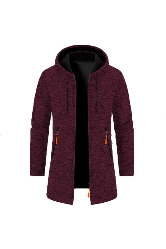Men's Stylish Hooded Mid - Length Thin Velvet Sweater Jacket - Loose Large - Size Knitted Cardigan