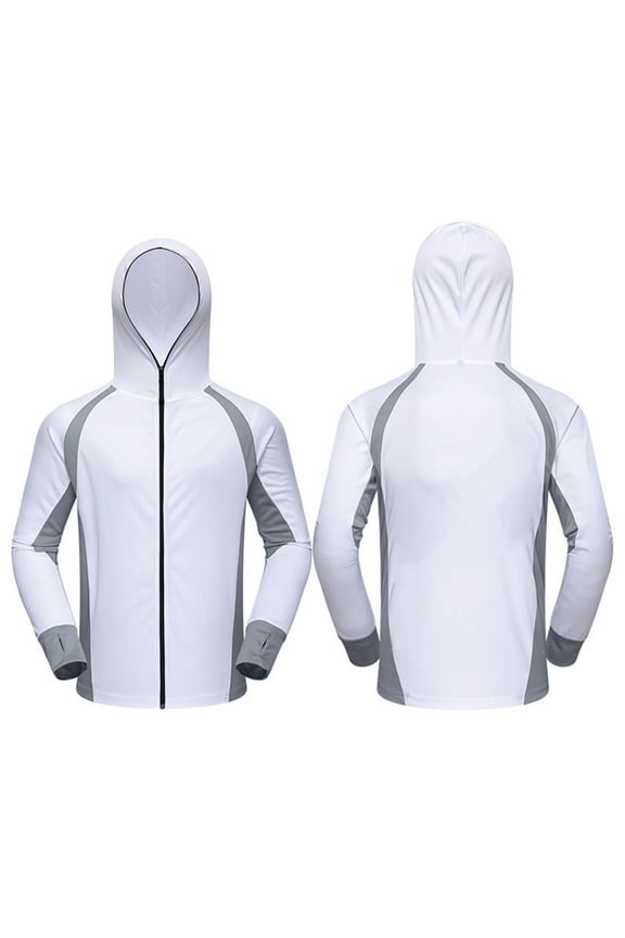 Men's Stylish Solid - Color Outdoor Sun - Protection Hooded Jacket - Breathable Thin Fishing Zipper Coat