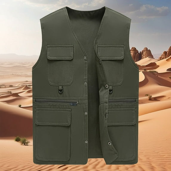 Handshe Men's Stylish Solid - Color Sleeveless V - Neck Waistcoat for Summer Casual Wear