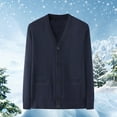 thumbnail image 1 of Handshe Men's Stylish Solid - Color Thickened Warm V - Neck Knit Cardigan Sweater, 1 of 7