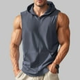 thumbnail image 1 of Handshe Men's Stylish Solid - Color Versatile Sleeveless Hooded Casual Outwear Jacket, 1 of 8