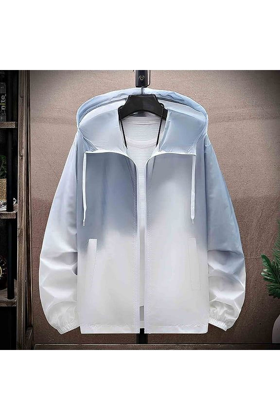 Men's Stylish Spring & Summer Outdoor Hooded Long - Sleeved Gradient Breathable Jacket with Pockets