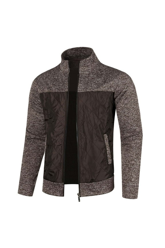 Men's Stylish Winter Long - Sleeve Hoodless Knit Jacket with Zipper Pockets