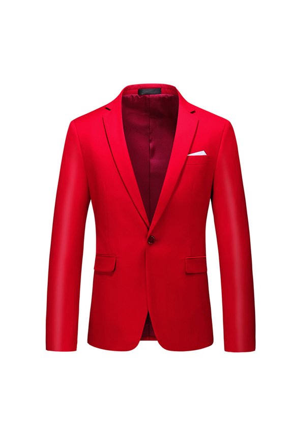 Men's Suit Blazer Set, Solid Color Notched Lapel Long Sleeve with Pocket, Single Button Formal Business Attire for Wedding and Office