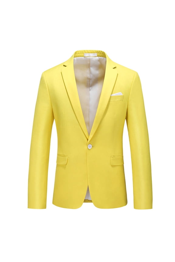 Men's Suit Blazer Set, Solid Color Notched Lapel Long Sleeve with Pocket, Single Button Formal Business Attire for Wedding and Office