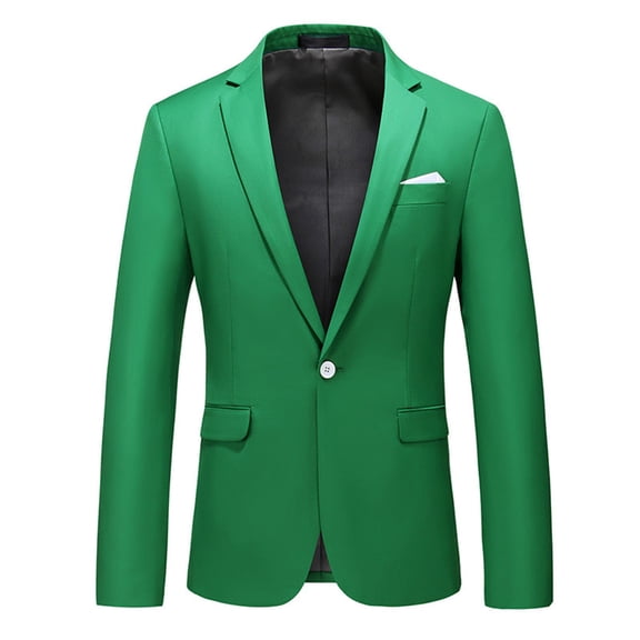 Handshe Men's Suit Blazer Set, Solid Color Notched Lapel Long Sleeve with Pocket, Single Button Formal Business Attire for Wedding and Office