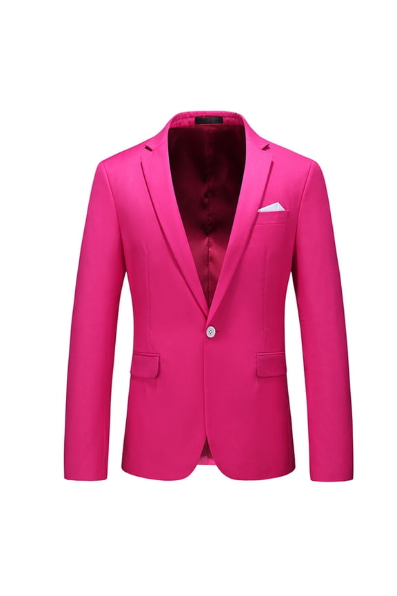 Men's Suit Blazer Set, Solid Color Notched Lapel Long Sleeve with Pocket, Single Button Formal Business Attire for Wedding and Office