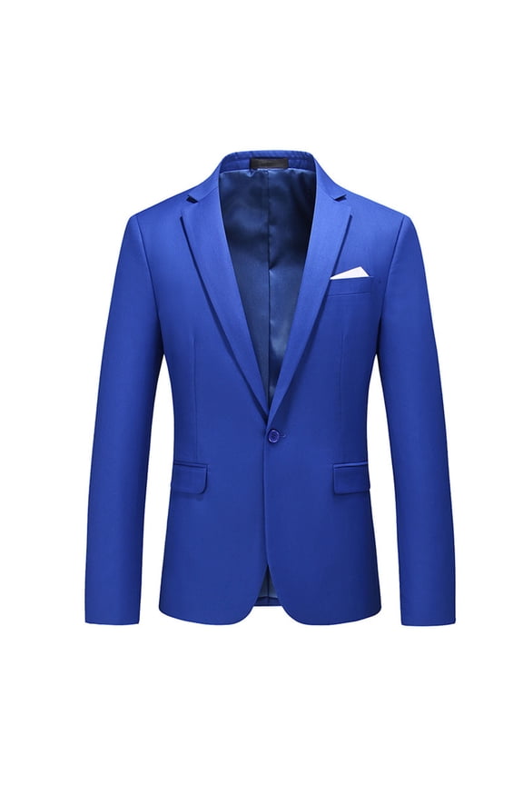 Men's Suit Blazer Set, Solid Color Notched Lapel Long Sleeve with Pocket, Single Button Formal Business Attire for Wedding and Office