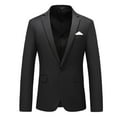 thumbnail image 1 of Handshe Men's Suit Blazer Set, Solid Color Notched Lapel Long Sleeve with Pocket, Single Button Formal Business Attire for Wedding and Office, 1 of 4
