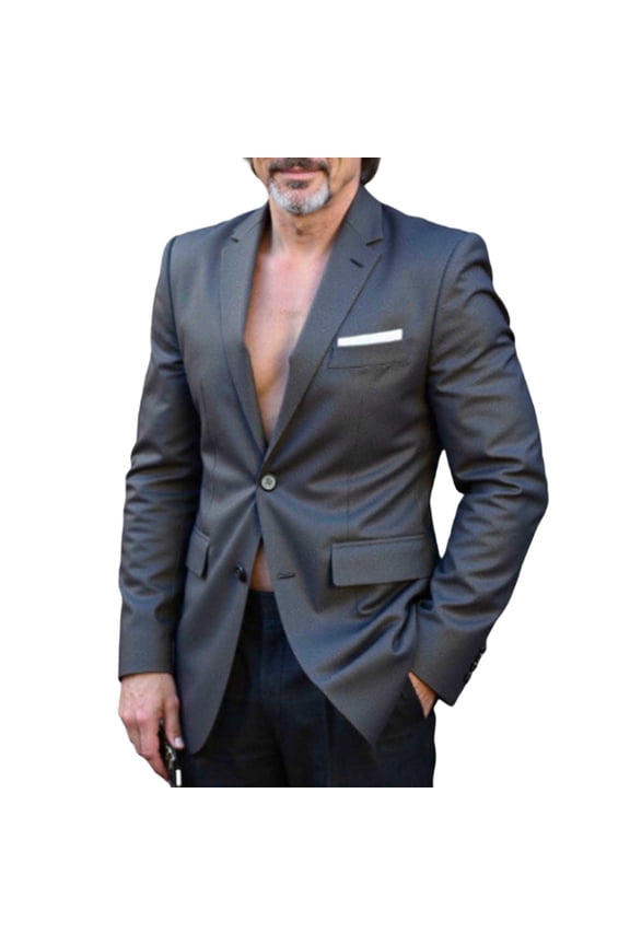 Men's Suit Jacket, Fashion Solid Color Lightweight Button Front Lapel Collar with Pockets formal Business Attire for Business and Wedding