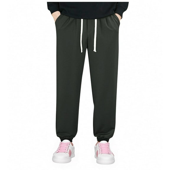 Handshe Men's Summer Casual Cuffed Sweatpants with Elastic Waist Drawstring Pockets Breathable Activewear