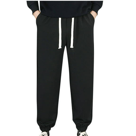 Handshe Men's Summer Casual Cuffed Sweatpants with Elastic Waist Drawstring Pockets Breathable Activewear