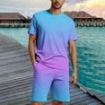 thumbnail image 1 of Handshe Men's Summer Gradient Print Short - Sleeved & Shorts Sports Set, 1 of 5