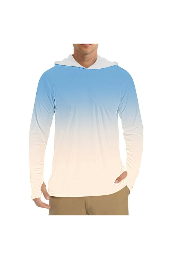 Men's Summer Lightweight Breathable Skin Protection Hooded Jacket, UPF 50+ Sun Protective UV Proof Long Sleeve Outerwear for Hiking Travel Outdoor Activities,Plus Size