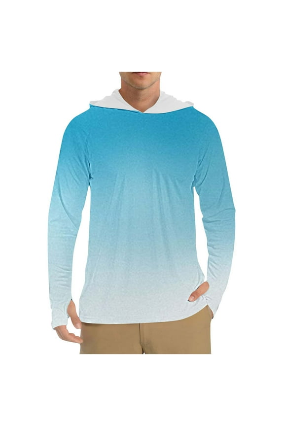 Men's Summer Lightweight Breathable Skin Protection Hooded Jacket, UPF 50+ Sun Protective UV Proof Long Sleeve Outerwear for Hiking Travel Outdoor Activities,Plus Size