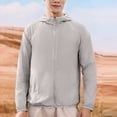 thumbnail image 1 of Handshe Men's Summer Outdoor UPF 50+ Sun Protection Hooded Jacket with Pockets, Lightweight Long Sleeve Solid Color Casual Coat for Hiking Camping Outdoor Adventures,Plus Size, 1 of 6