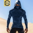 thumbnail image 1 of Handshe Men's Summer Print Hooded Sun Protection Shirt, Lightweight Breathable UPF 50+ UV Blocking Simple Design Long Sleeve Shirt for Hiking Running Daily Wear,Plus Size, 1 of 3