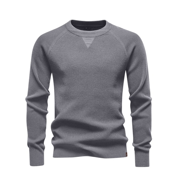 Handshe Men's Sweater, Round Neck Fashionable Solid Color Design, Business Casual Knitted for Business and Casual Wear