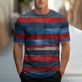 thumbnail image 1 of Handshe Men's T Shirts Summer Short Sleeve Striped T-shirt Crewneck Casual Loose Tee Tops Graphic T Shirts, 1 of 5