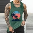 thumbnail image 1 of Handshe Men's Tank Top with Back Floral Print, Crew Neck & Ribbed Straps, Regular Fit Sports Vest, 1 of 5