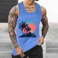 thumbnail image 1 of Handshe Men's Tank Top with Back Floral Print, Crew Neck & Ribbed Straps, Regular Fit Sports Vest, 1 of 5