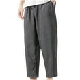 thumbnail image 1 of Handshe Men's Tapered Ankle-Length Pants with Elastic Waist & Drawstring Pockets Solid Color Casual Comfort, 1 of 7
