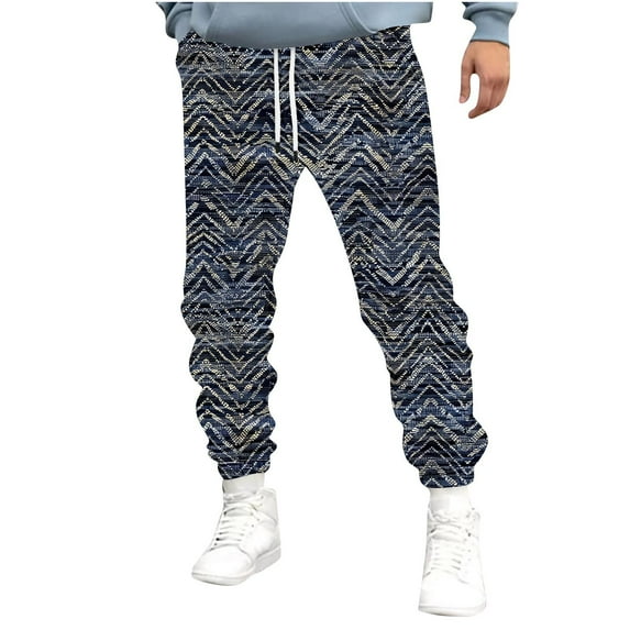 Handshe Men's Tapered Running Joggers, Drawstring Waist with Printed Design, Lightweight Breathable Athletic Pants for Gym, Outdoor and Daily Wear