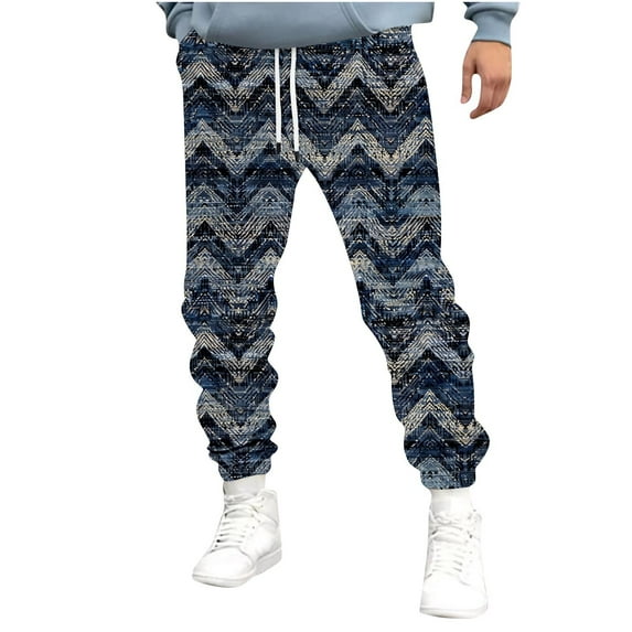 Handshe Men's Tapered Running Joggers with Drawstring Waist, Lightweight Quick-Dry Workout Pants Printed for Outdoor Training and Casual Wear