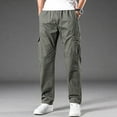 thumbnail image 1 of Handshe Men's Teen Boys Slim Fit Cargo Pants with Elastic Waist & Multiple Pockets - Solid Color Everyday Wear Utility Design,Plus Size, 1 of 6