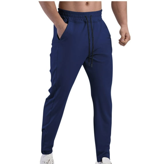 Handshe Men's Training Running Pants, High Stretch Elastic Quick-Dry Workout Trousers with Zippered Pockets, Solid Color Casual Sportswear for Gym and Outdoor Activities,Plus Size