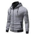 thumbnail image 1 of Handshe Men's Trendy Solid - Color Double - Zipper Pockets Long - Sleeve Hooded Casual Outwear Coat, 1 of 8