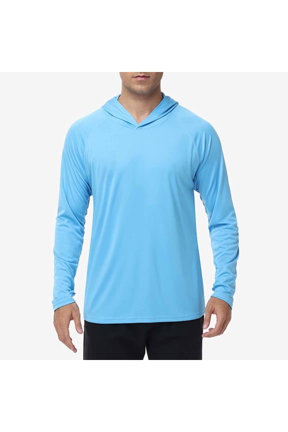 Men's UPF 50+ Fishing Sun Jacket, Lightweight Long Sleeve Hooded, Quick-Dry Athletic for Outdoor Sports and Daily Casual