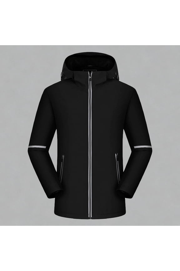 Men's Utility Jacket, Solid Color with Reflective Stripes & Zipper Pockets, Water-Resistant Fleece-Lined Heavyweight Outdoor Jacket for Cold Weather and Daily Wear