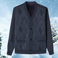 thumbnail image 1 of Handshe Men's V-Neck Cardigan Sweaters, Solid Color Warm Heavyweight Casual Knit Pullovers, Everyday Wear Outdoor Lounging Comfortable Layer,Plus Size, 1 of 4