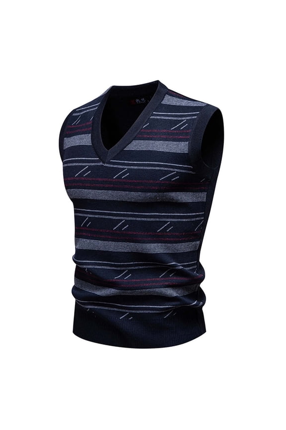 Men's V-Neck Sleeveless Knit Sweater Vest British Preppy Style Printed Vintage Argyle Elastic 2025 Fall Casual