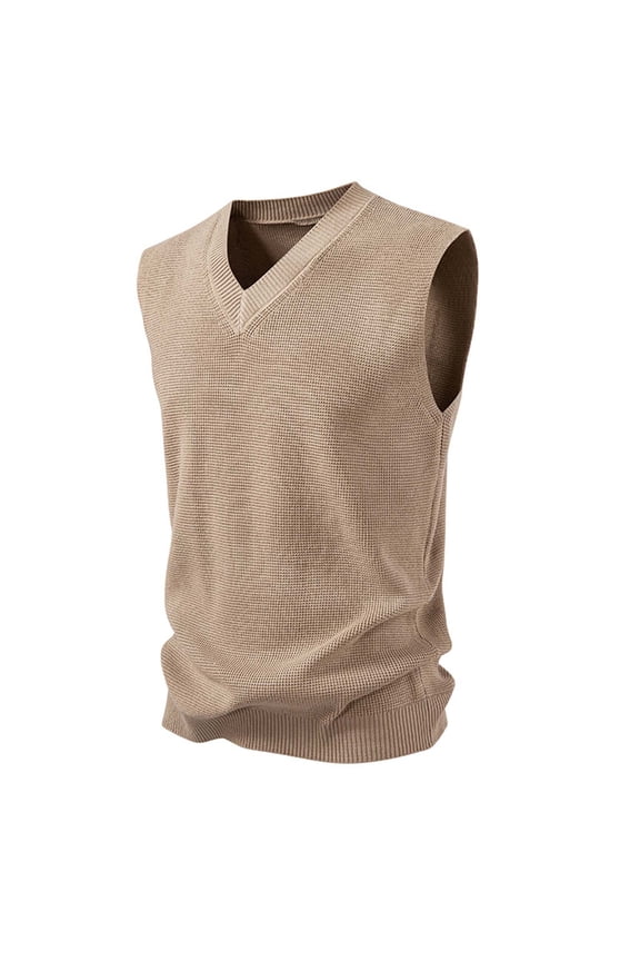 Men's V-Neck Sleeveless Knit Sweater Vest British Preppy Style Printed Vintage Argyle Elastic 2025 Fall Casual