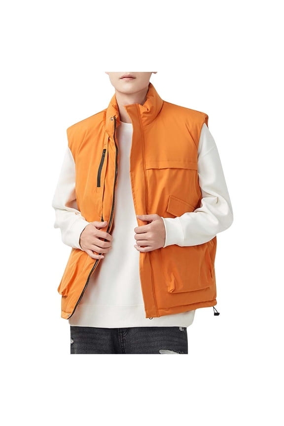 Men's Vest Jacket, Solid Color with Stand Collar, Warm Outdoor Photography Wear for Shooting and Daily Use