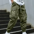 thumbnail image 1 of Handshe Men's Work Pants with Elastic Waist, Drawstring Pockets and Cuffed Ankle - Casual Utility Sweatpants, 1 of 9